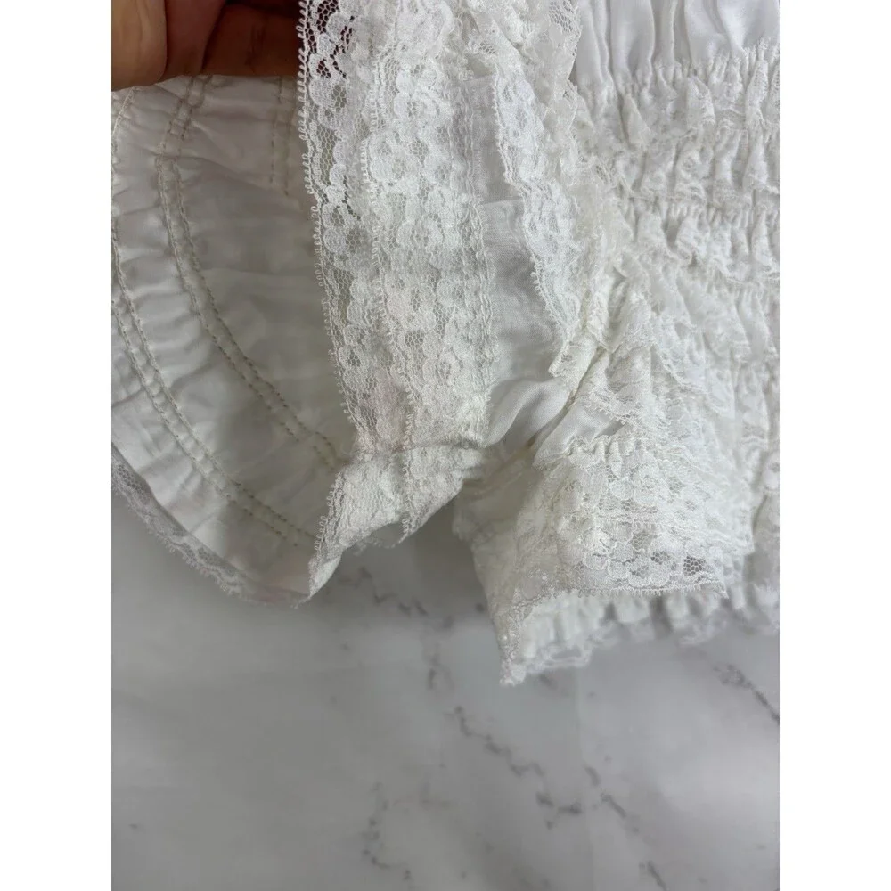 Vintage 60s Ruffled Bloomers kawaii White Pettipants M Coquette Poofy Ruffle - Picture 12 of 16